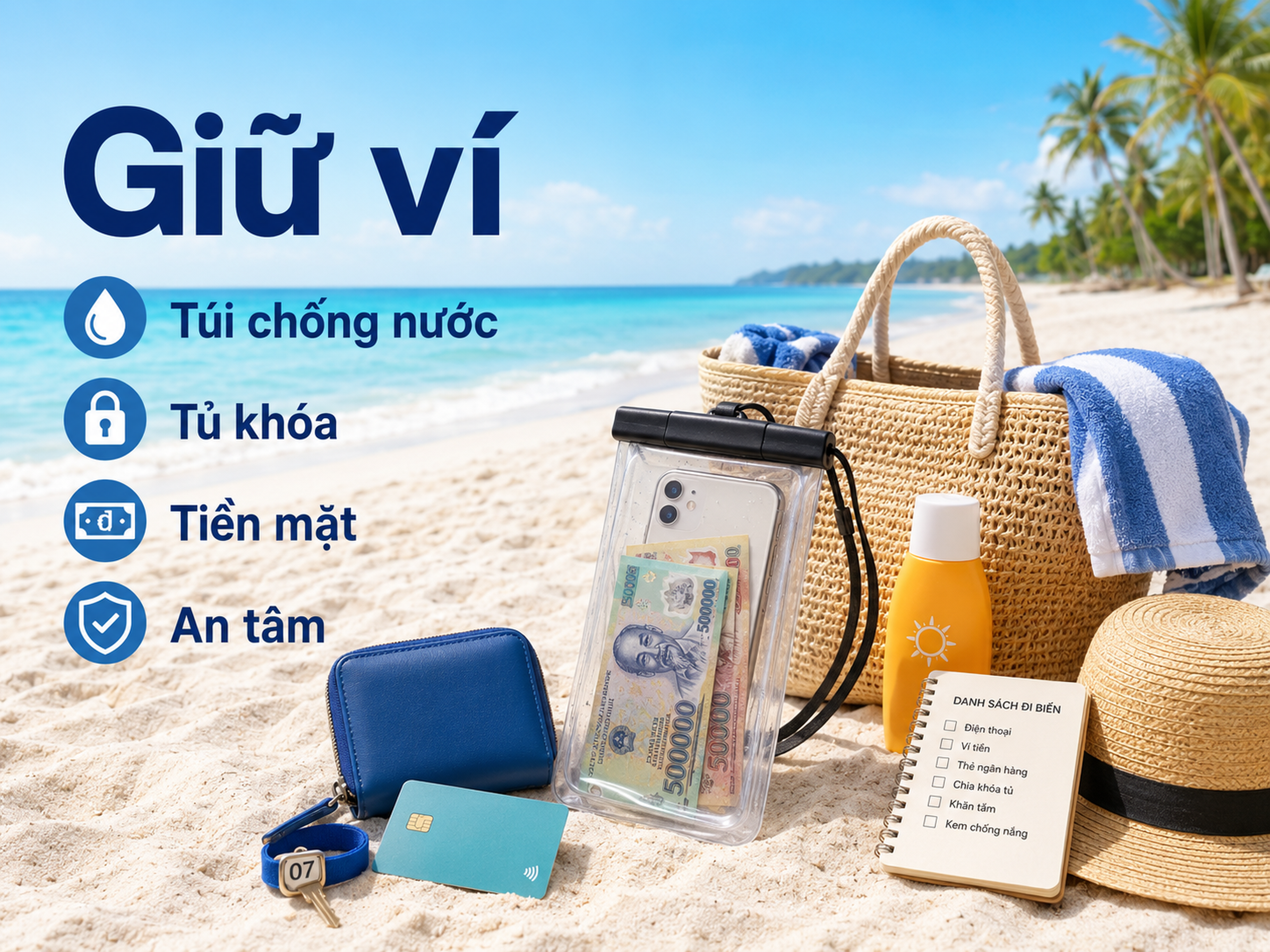 Bảo quản tư trang và tiền bạc khi tắm biển - Hình 1